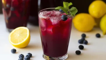 Refreshing Homemade Blueberry Lemonade in a Glass