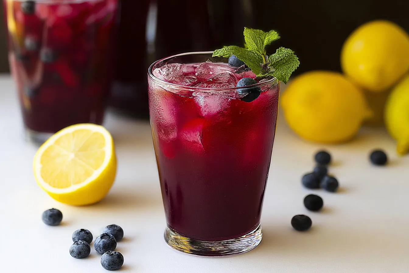 Refreshing Homemade Blueberry Lemonade in a Glass
