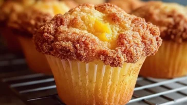 Homemade Peach Cobbler Muffins Freshly Baked