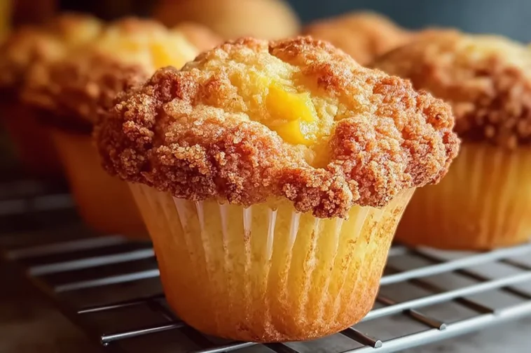 Homemade Peach Cobbler Muffins Freshly Baked