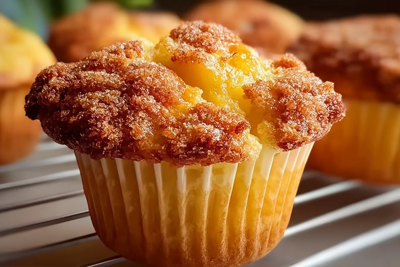 Homemade Peach Cobbler Muffins 