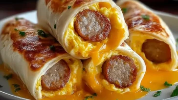 Delicious Irresistibly Cheesy Sausage Egg Breakfast Roll-Ups