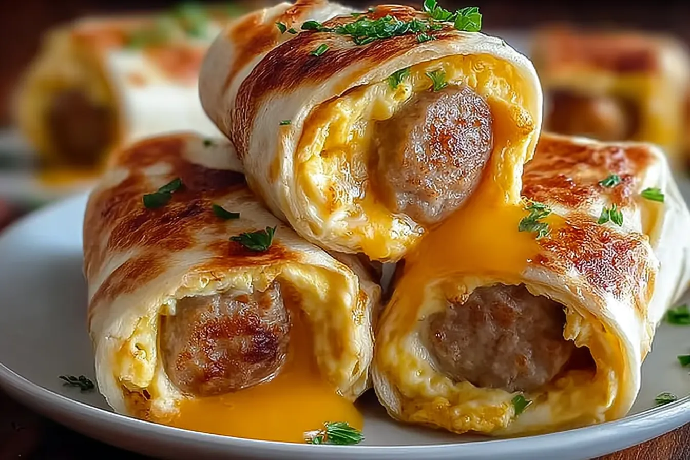 Irresistibly Cheesy Sausage Egg Breakfast Roll-Ups to Savor 