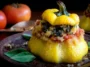 Italian Stuffed Patty Pan Squash on a Serving Platter