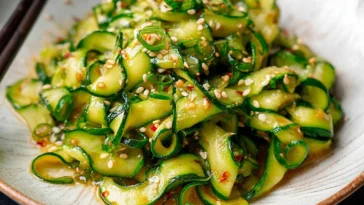 Korean Zucchini Side Dish Plated with Garnish