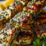 Lemon Herb Marinated Chicken Skewers on the Grill