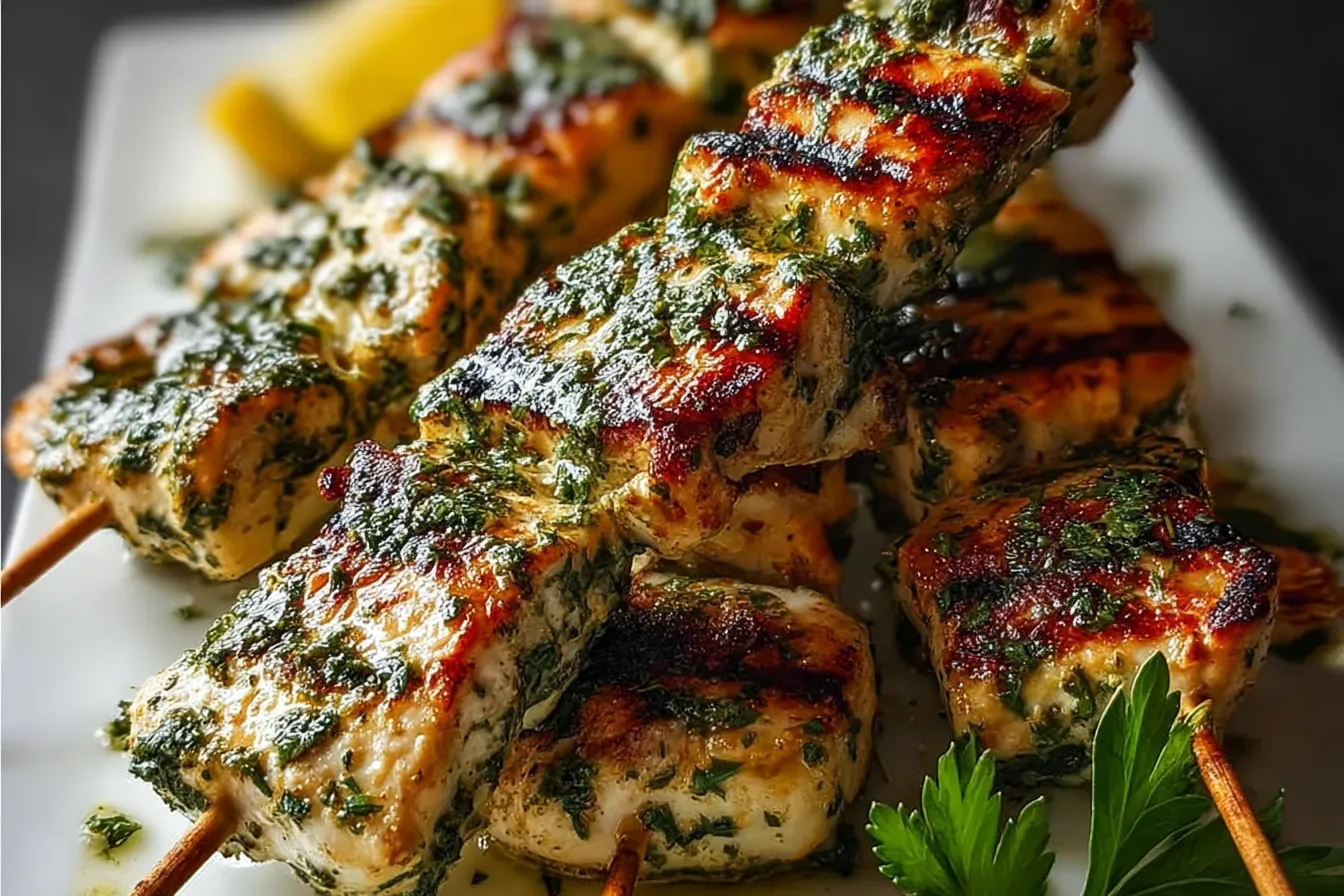 Lemon Herb Marinated Chicken Skewers: A Flavorful Delight 3 Lemon Herb Marinated Chicken Skewers on the Grill