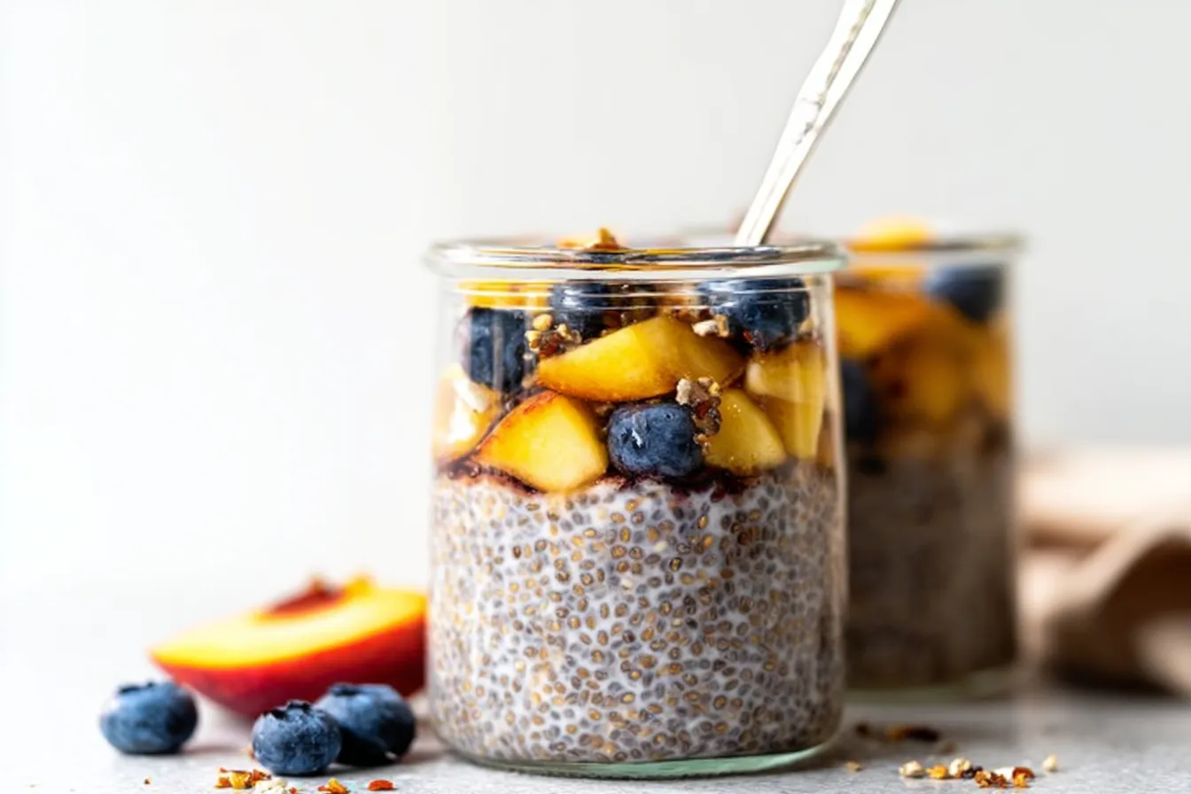Delicious Nectarine and Blueberry Chia Pudding