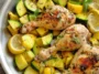 One Pan Garlic & Herb Chicken Drumsticks with Patty Pan Squash