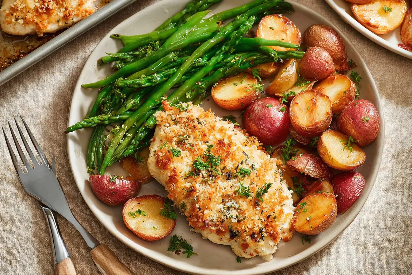 Parmesan Crusted Chicken Sheet Pan Dinner Freshly Baked