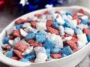Patriotic Muddy Buddies in a Bowl