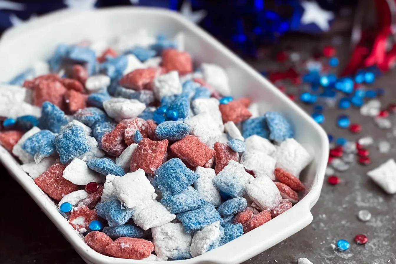 Patriotic Muddy Buddies: Celebrate with This Fun Treat! 4 Patriotic Muddy Buddies