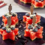 Colorful Patriotic Watermelon Appetizer Platter for Summer Fests