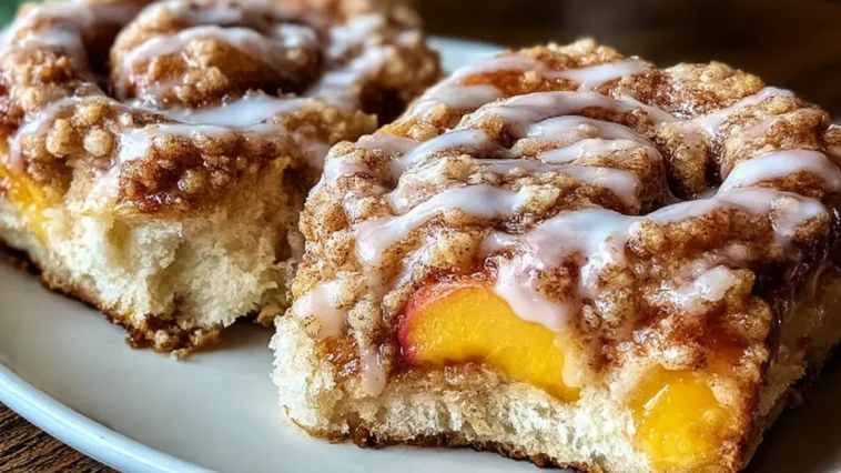Peach Cobbler Cinnamon Rolls Freshly Baked