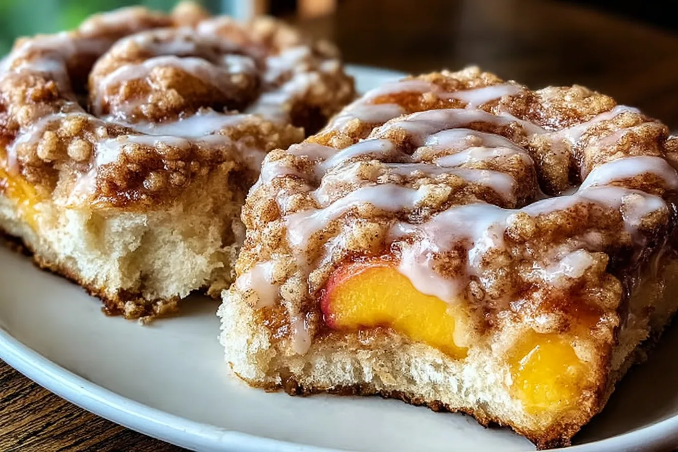 Peach Cobbler Cinnamon Rolls Freshly Baked