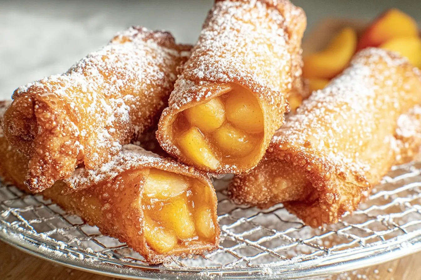 Peach Cobbler Egg Rolls 