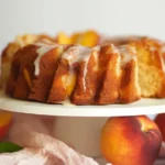 Peach Cobbler Pound Cake Slice on a Plate