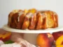 Peach Cobbler Pound Cake Slice on a Plate