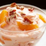 Colorful Peach Dessert Salad in a Bowl