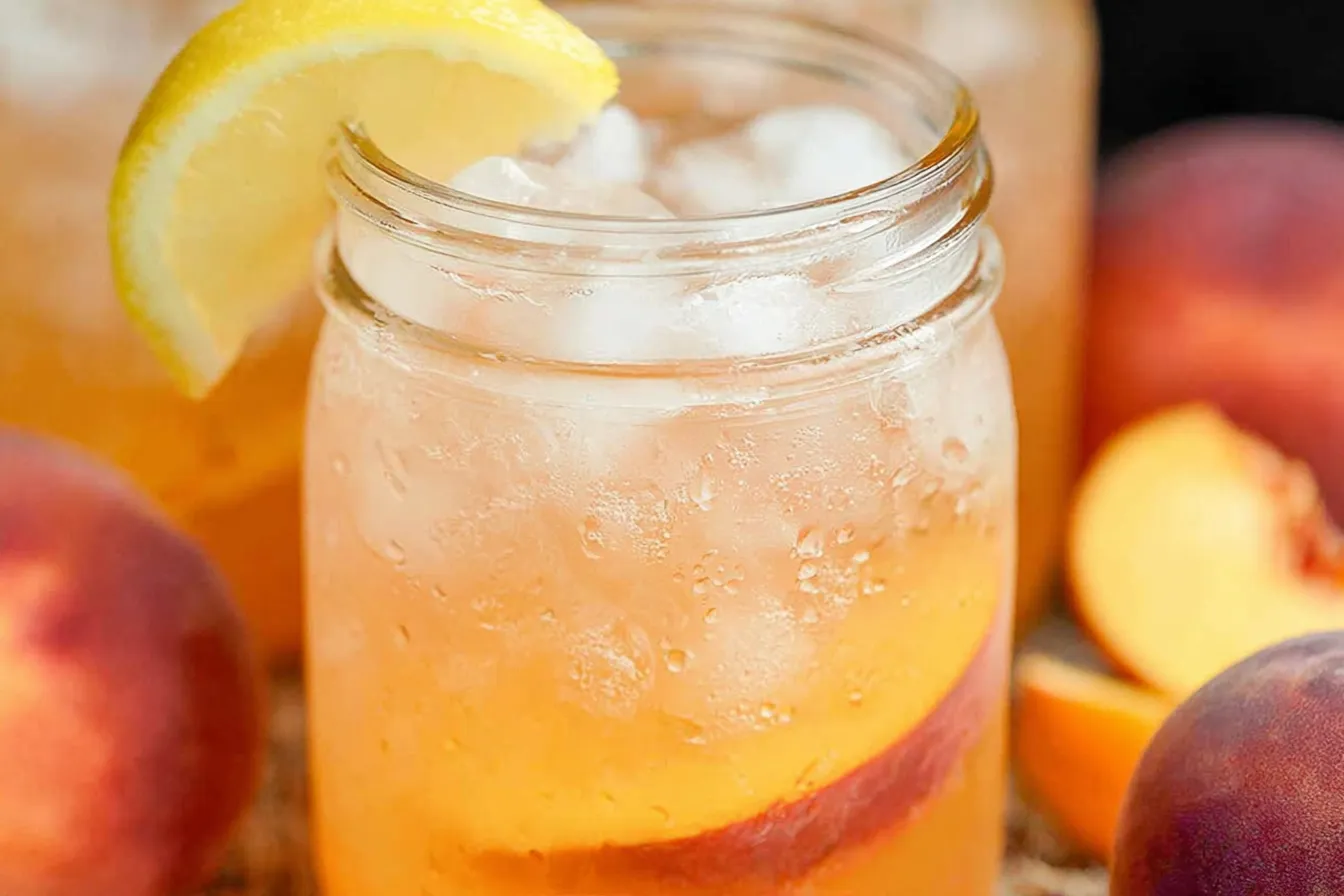 Vibrant Peach Lemonade in a Glass