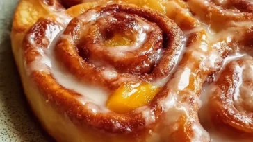 Delicious Peach Pie Cinnamon Rolls Ready to Serve