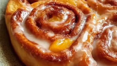 Delicious Peach Pie Cinnamon Rolls Ready to Serve
