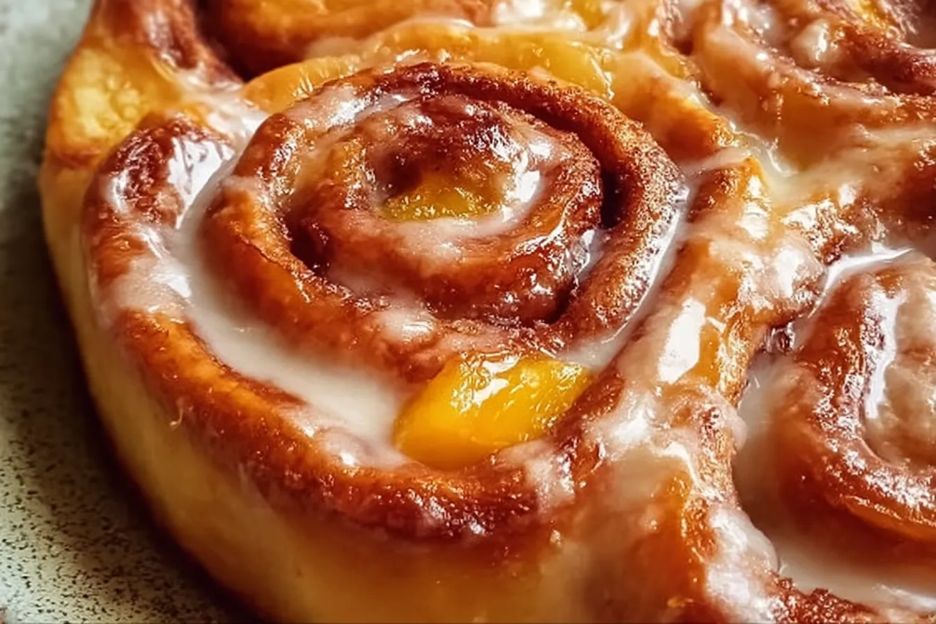 Delicious Peach Pie Cinnamon Rolls Ready to Serve