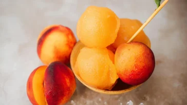 Perfect Peach Sorbet in a Bowl
