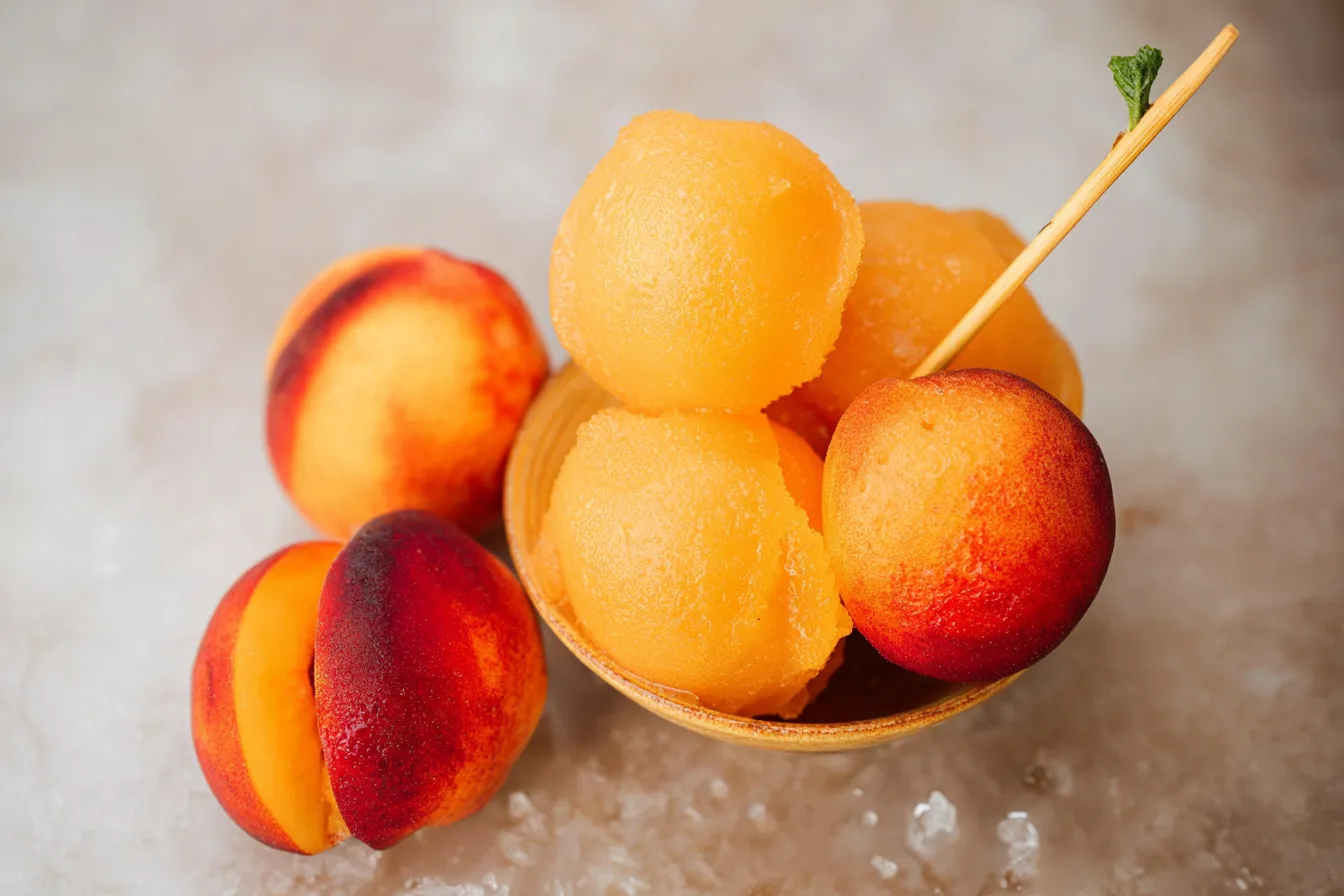 Perfect Peach Sorbet in a Bowl