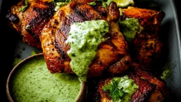 Delicious Peruvian Chicken with Green Sauce