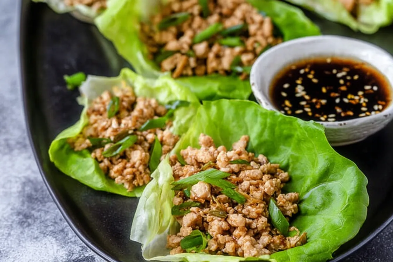 Delicious PF Chang’s Chicken Lettuce Wraps on a Platter