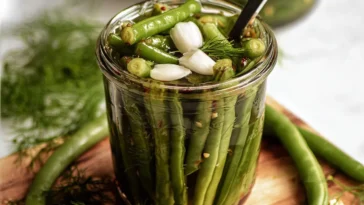 Colorful Pickled Green Beans Ready to Serve