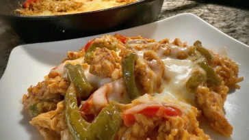 Queso Chicken Fajita Skillet in a Pan
