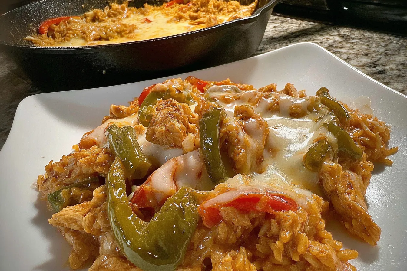 Queso Chicken Fajita Skillet in a Pan