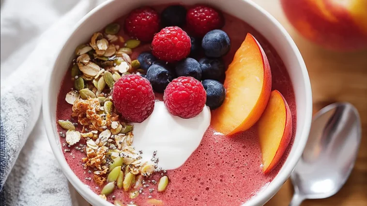 Raspberry and Nectarine Smoothie Bowl