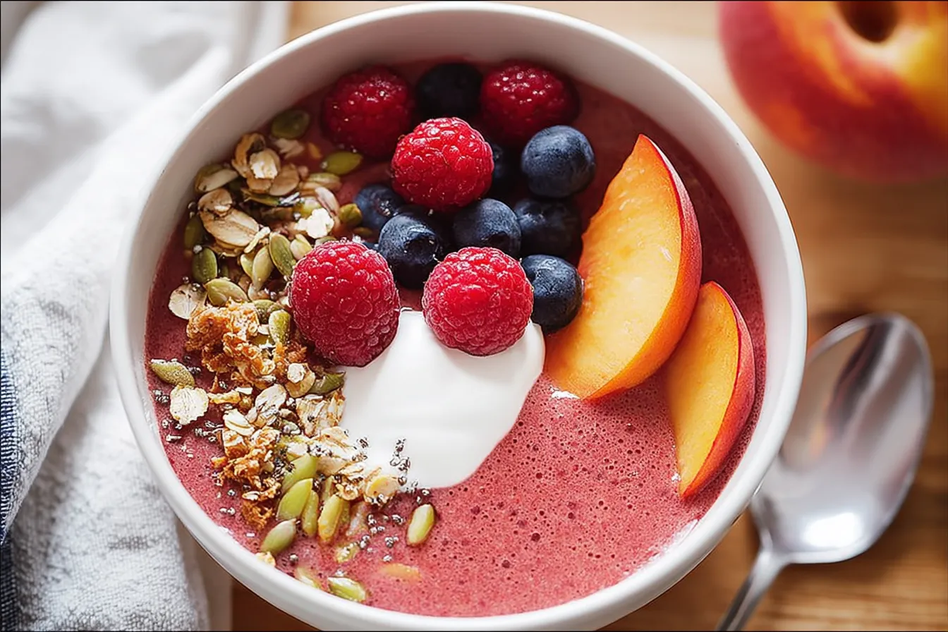 Raspberry and Nectarine Smoothie Bowl