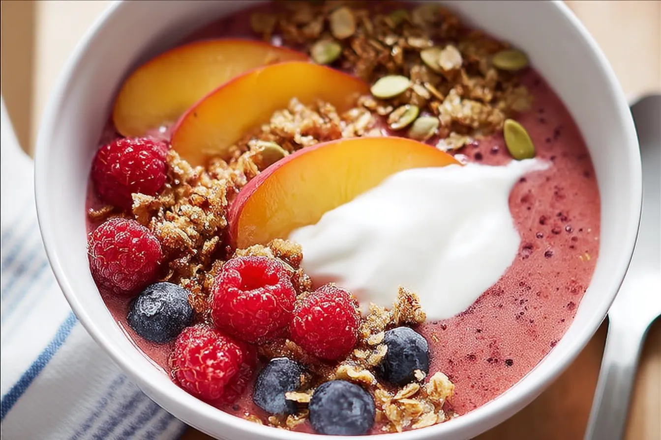 Raspberry and nectarine smoothie bowl recipe 