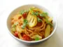 Delicious Red Lentil Spaghetti with Grilled Patty Pan Squash