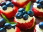 Delicious Red, White, and Blue Cheesecake Strawberries