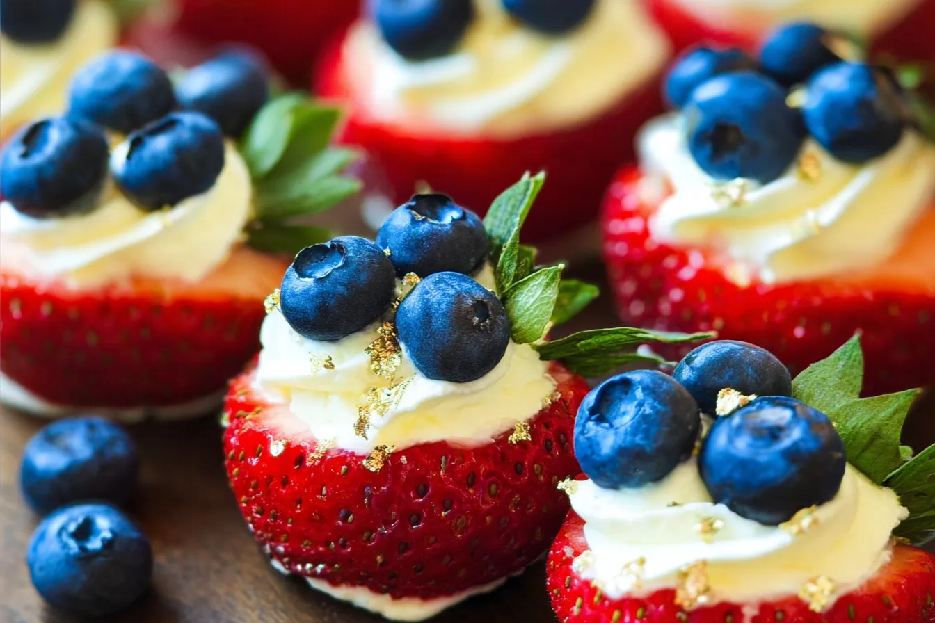 Red, White, and Blue Cheesecake Strawberries: A Festive Delight 4 Red, White, and Blue Cheesecake Strawberries