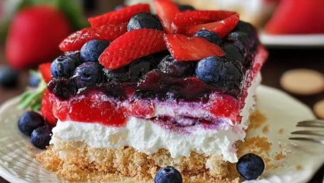 Festive Red White & Blue Mixed Berry Yum Yum Dessert