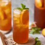 Refreshing 3 ingredient Peach Iced Tea in a Glass