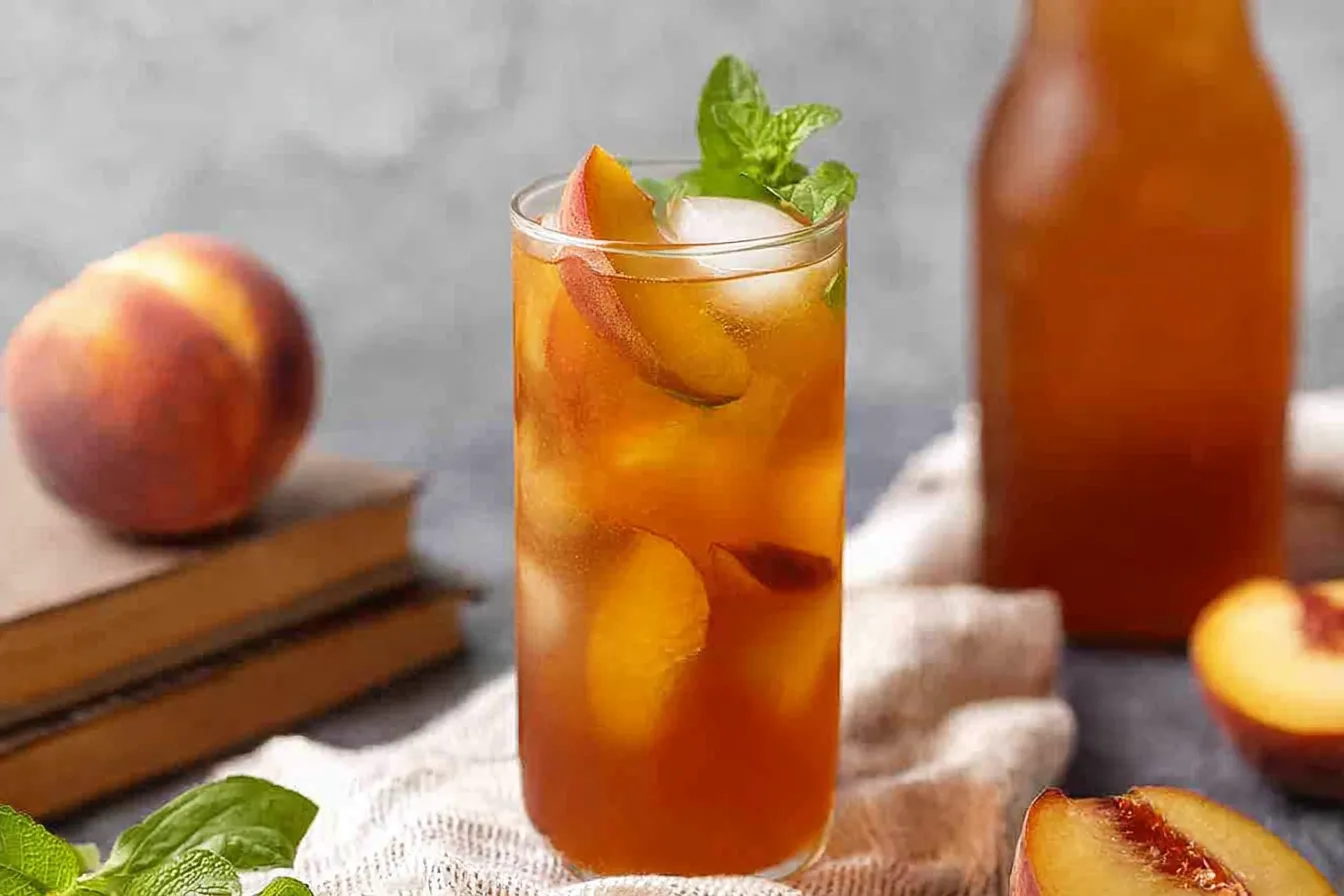 Refreshing Peach Iced Tea in a Glass