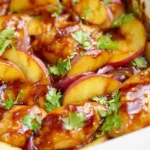 Delicious Roasted Peach BBQ Chicken Bake