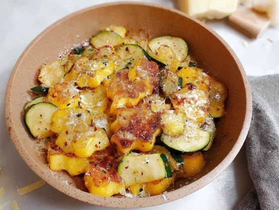 Sautéed Patty Pan Squash Served on a Plate