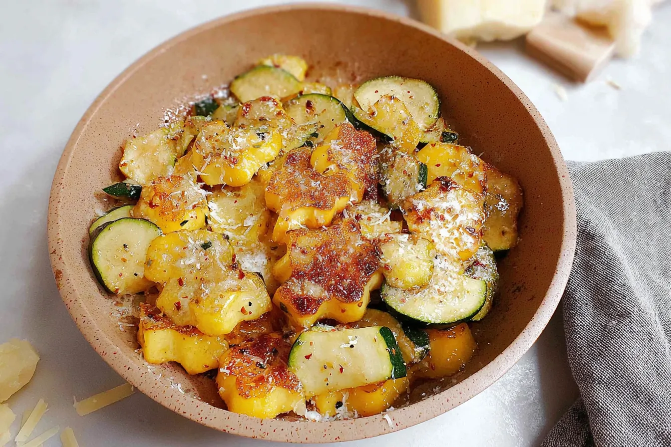 Sautéed Patty Pan Squash Served on a Plate