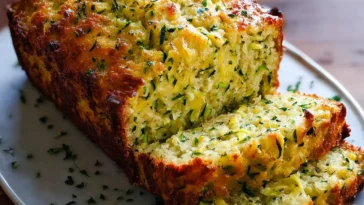 Savory and Cheesey Zucchini Bread Slice on a Plate