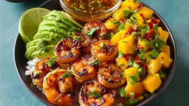 Fresh Shrimp and Avocado Bowls with Mango Salsa