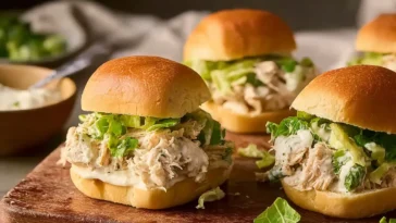 Slow Cooker Chicken Caesar Sandwiches Ready to Serve