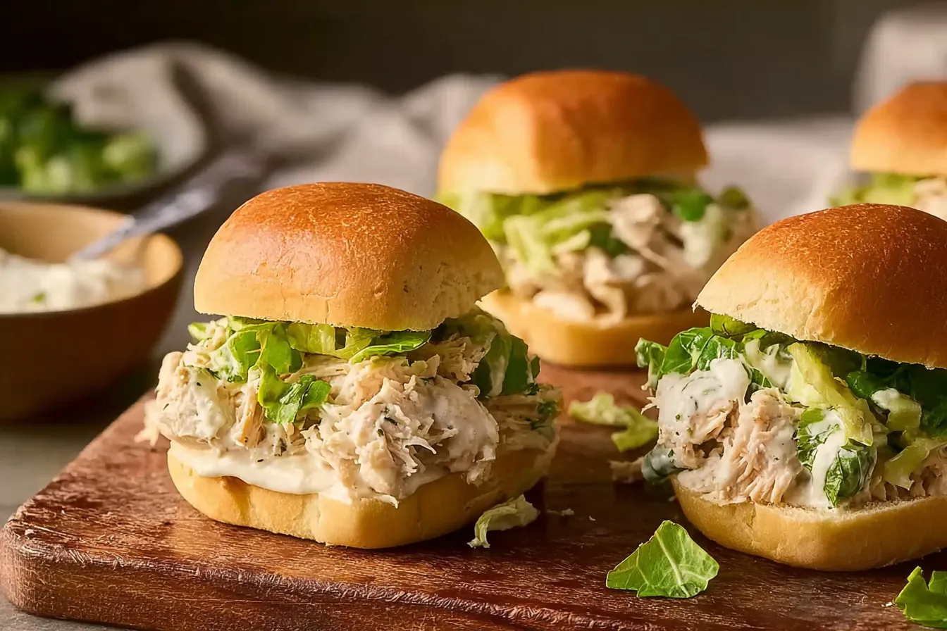 Slow Cooker Chicken Caesar Sandwiches Ready to Serve